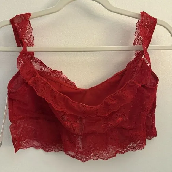 NWT Out From Under Red Lace Floral Bra Top / Bralette Off The Shoulder  Size XL - Picture 14 of 16